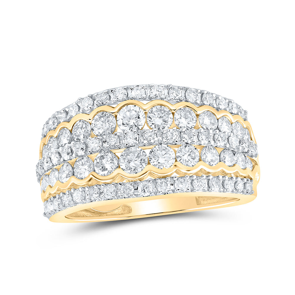 10kt Yellow Gold Womens Round Diamond Band Ring 1-5/8 Cttw