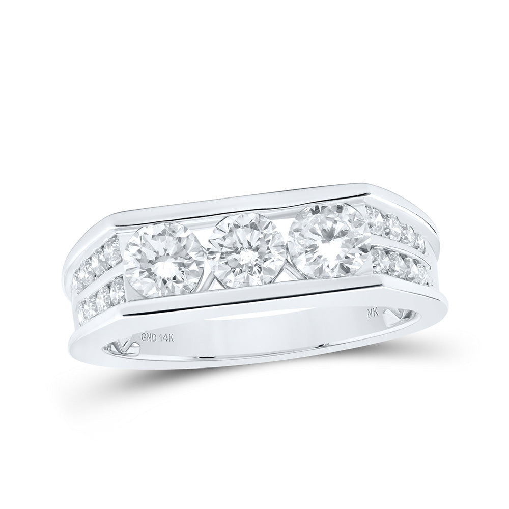 14kt White Gold Mens Round Diamond Band Ring 2 Cttw