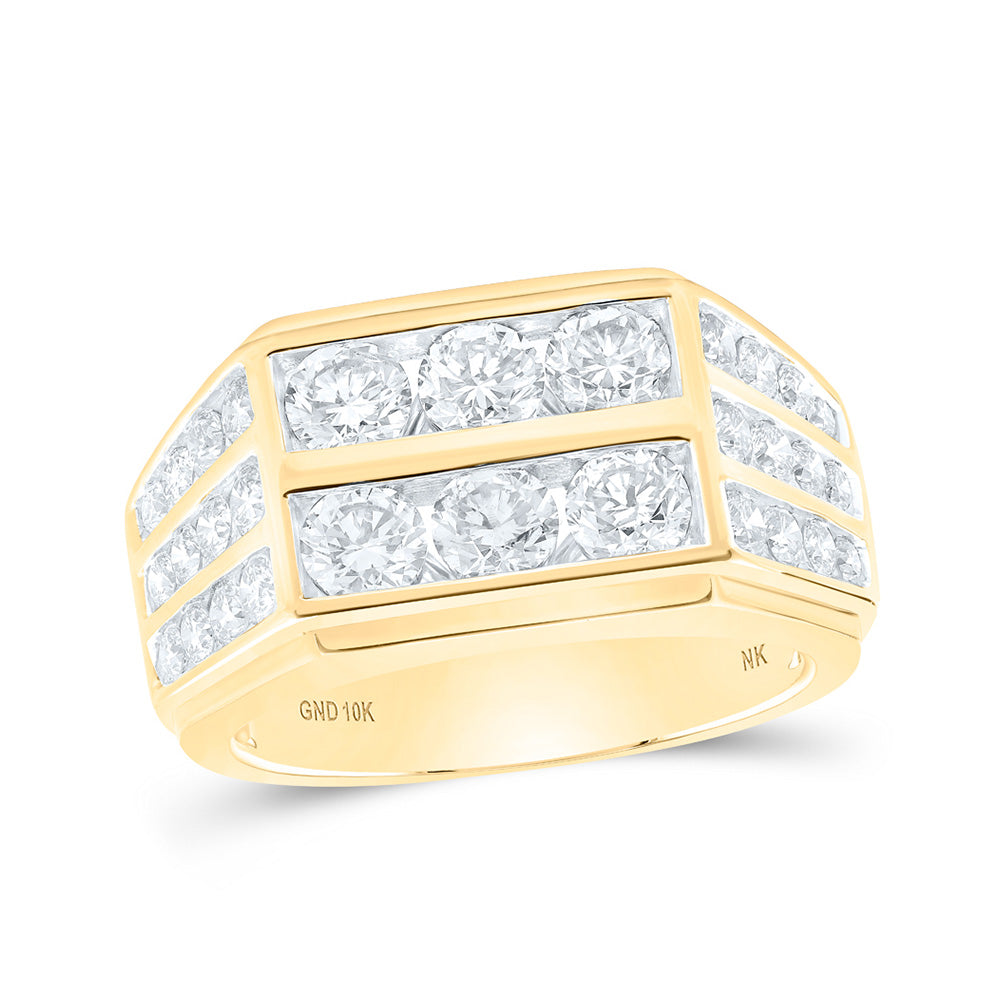 10kt Yellow Gold Mens Round Diamond Band Ring 2-7/8 Cttw