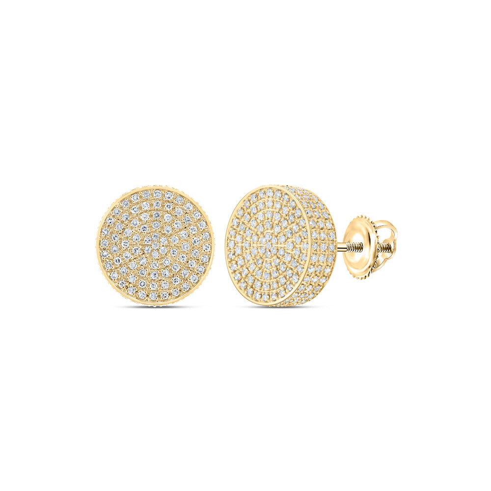 10kt Yellow Gold Round Diamond 3D Circle Earrings 7/8 Cttw