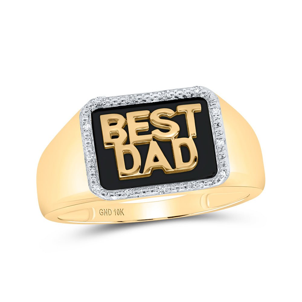 10kt Yellow Gold Mens Round Diamond BEST DAD Band Ring 1/20 Cttw