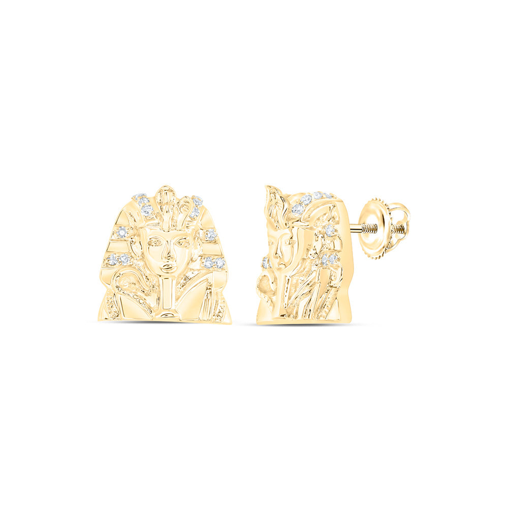 10kt Yellow Gold Round Diamond Pharaoh Fashion Earrings 1/12 Cttw