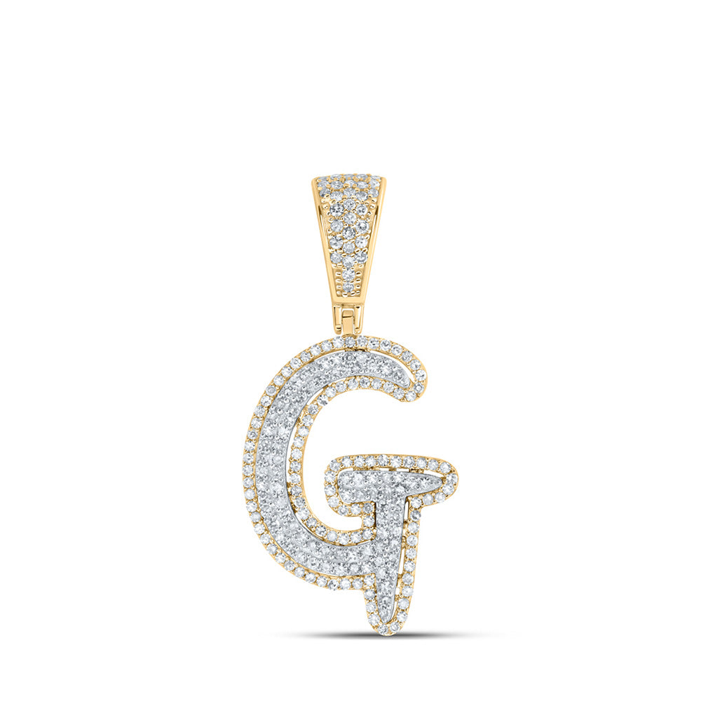 10kt Two-tone Gold Mens Round Diamond G Initial Letter Charm Pendant 3/4 Cttw
