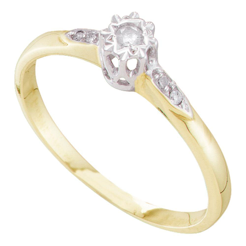 Gold Solitaire Bridal Wedding Engagement Ring 1/20 Cttw Round Natural Diamond Womens
