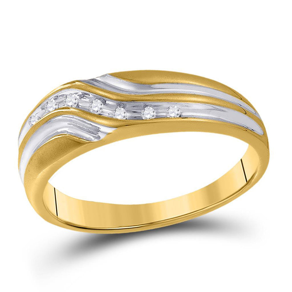 Gold Band Wedding Ring 1/20 Cttw Round Natural Diamond Mens