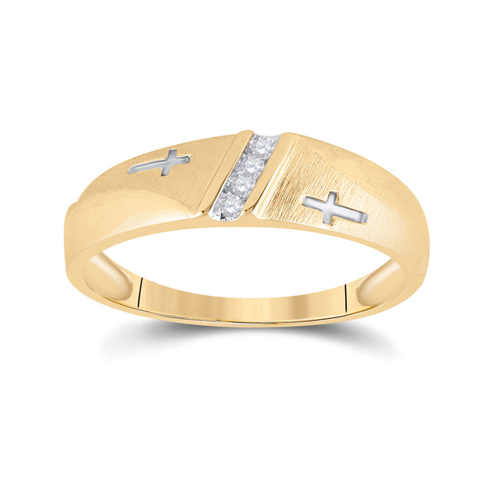 Gold Band Wedding Ring 1/20 Cttw Round Natural Diamond Mens
