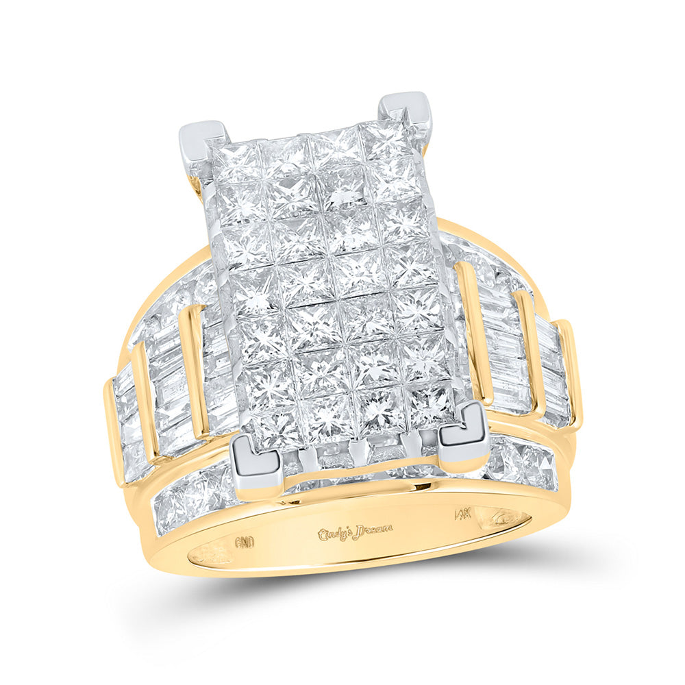 14kt Yellow Gold Princess Diamond Cluster Bridal Wedding Engagement Ring 5 Cttw