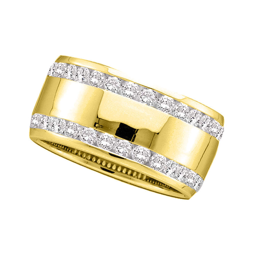 Gold Double Row Band Wedding Band 1 Cttw Round Natural Diamond Womens