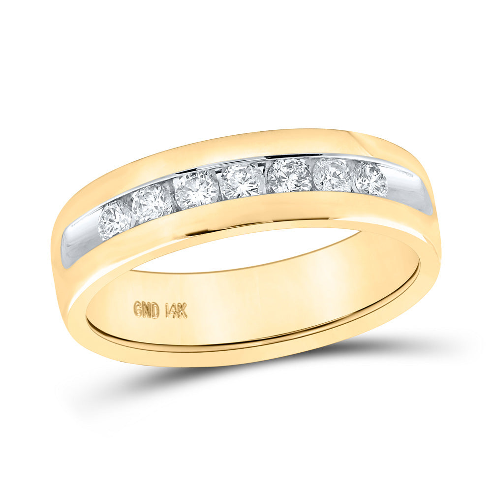 Gold Band Wedding Ring 1/2 Cttw Round Natural Diamond Mens