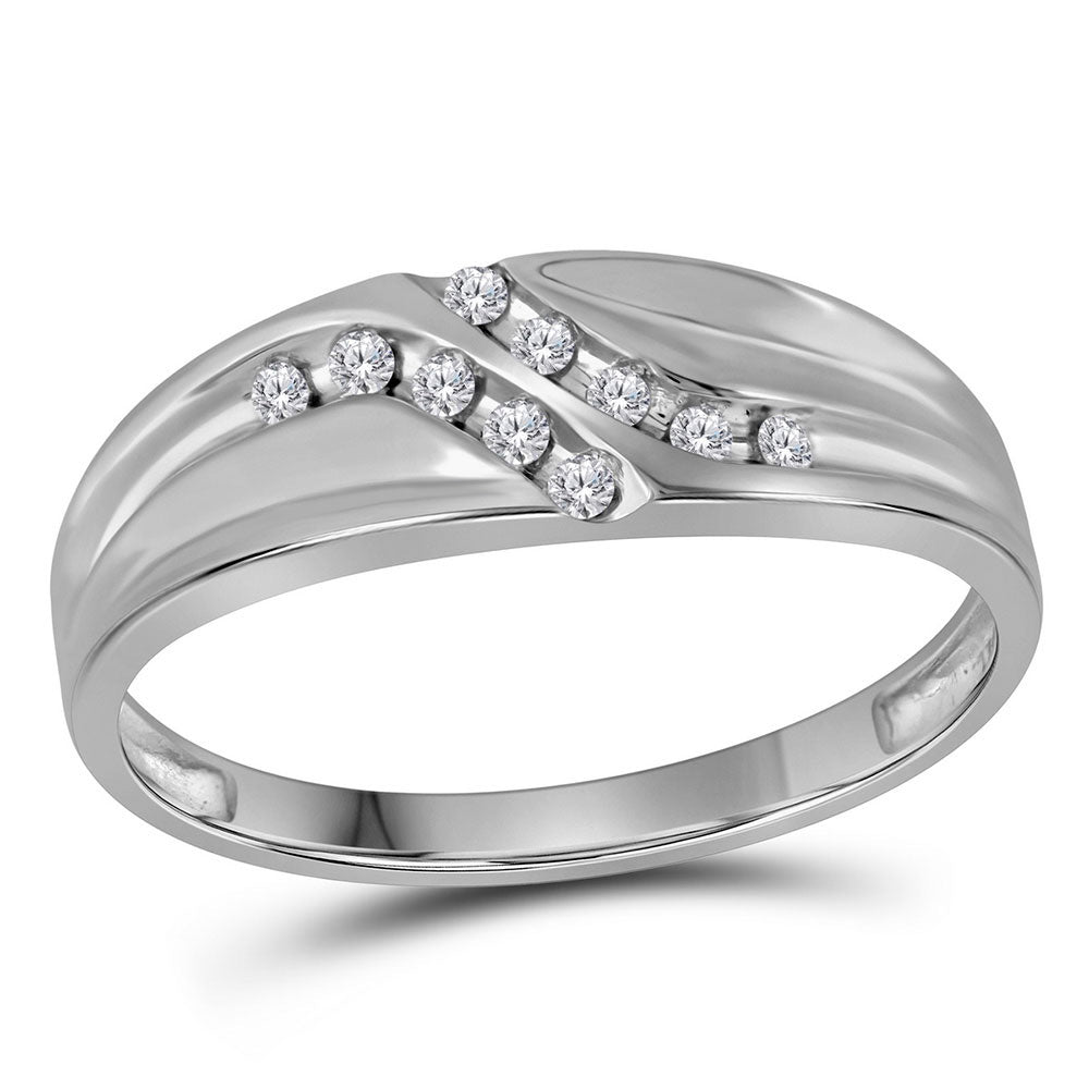 Gold Band Wedding Ring 1/8 Cttw Round Natural Diamond Mens
