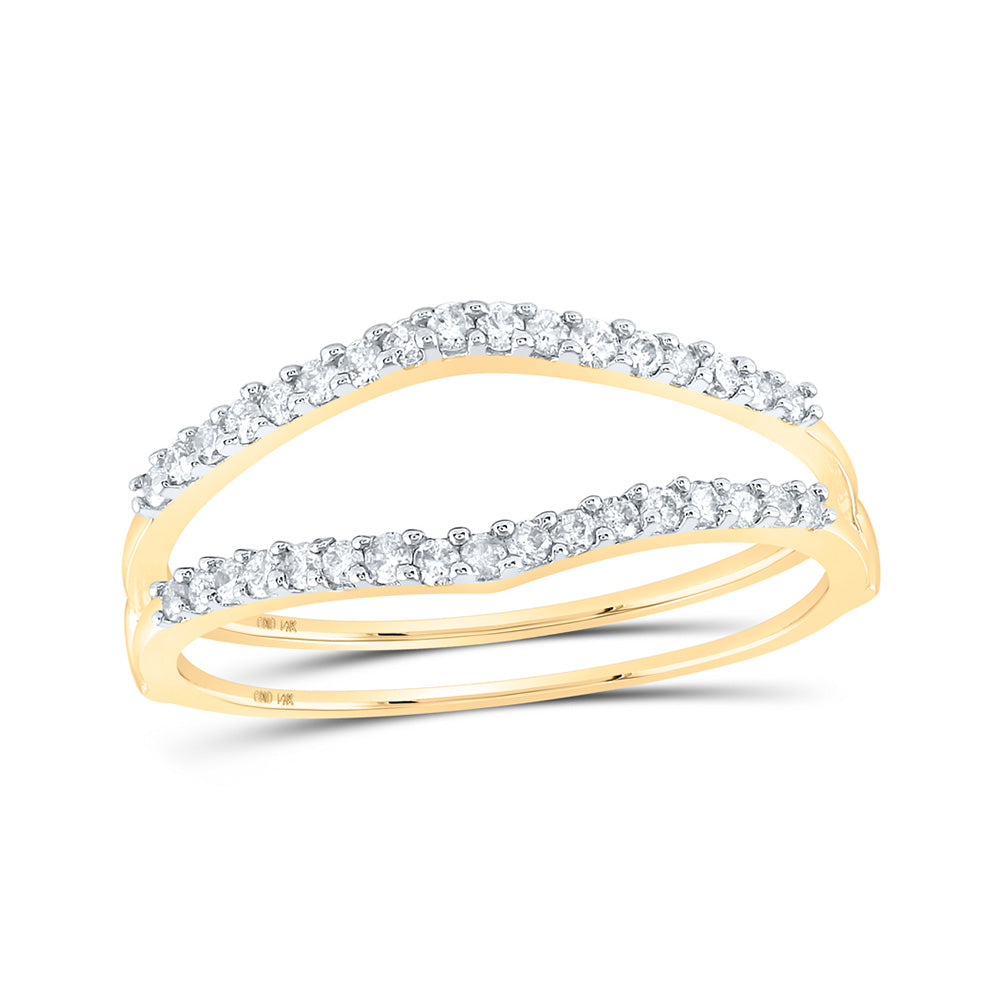 Gold Ring Guard Wrap Enhancer Wedding Band 1/4 Cttw Round Natural Diamond Womens