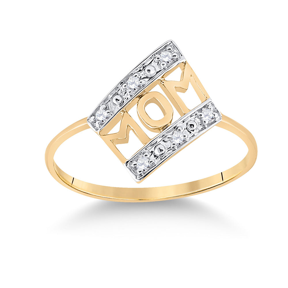 10kt Yellow Gold Womens Round Diamond Mom Accent Ring 1/20 Cttw