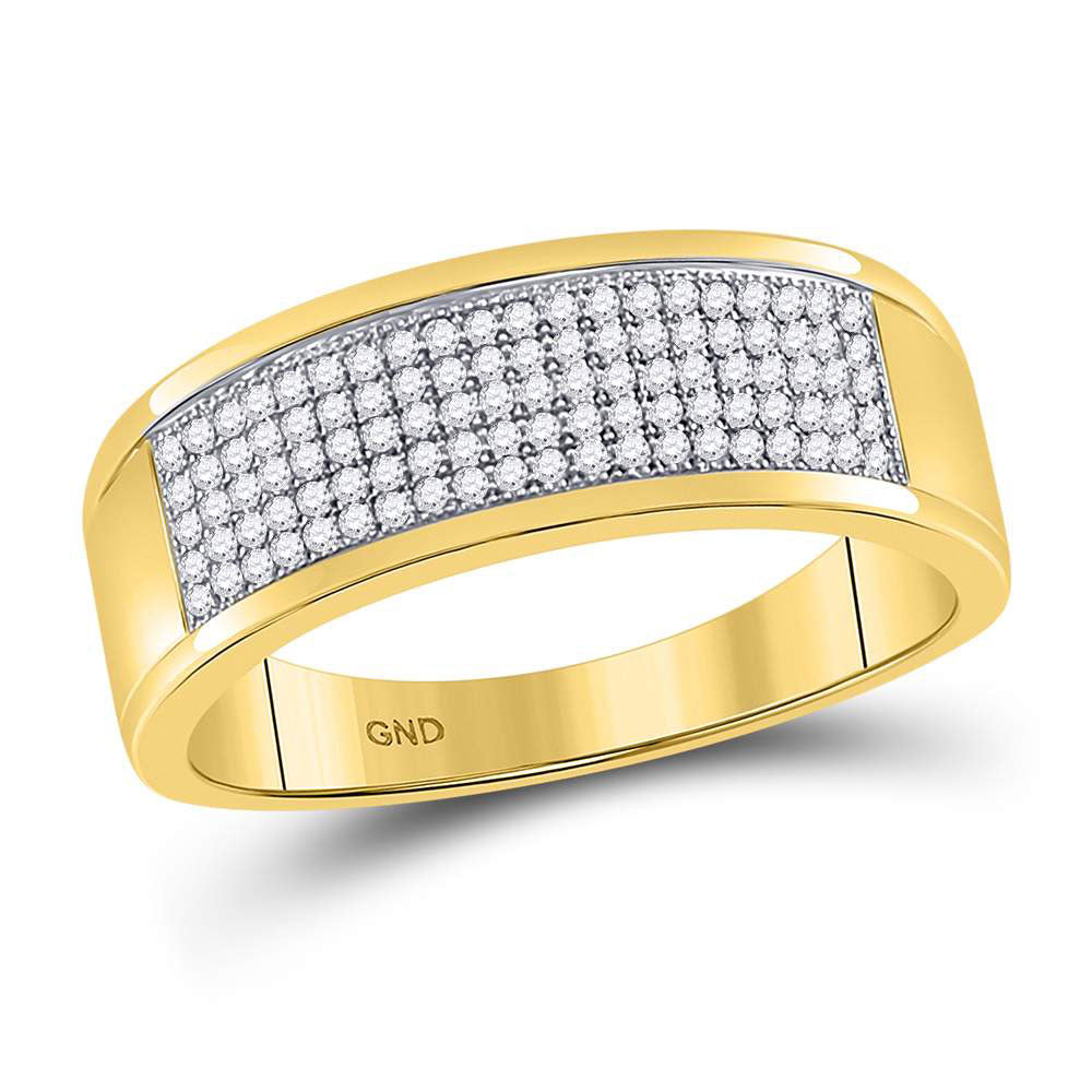 Gold Band Wedding Ring 1/3 Cttw Round Natural Diamond Mens
