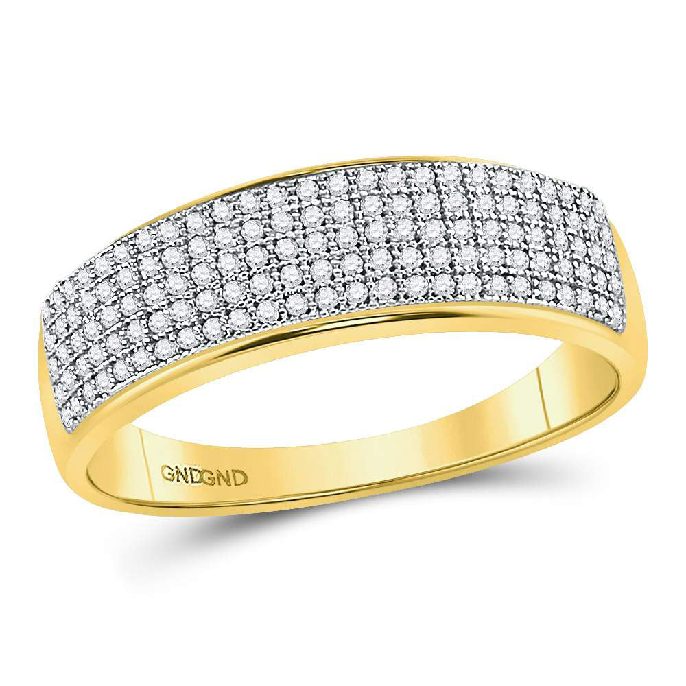 Gold Band Wedding Ring 3/8 Cttw Round Natural Diamond Mens