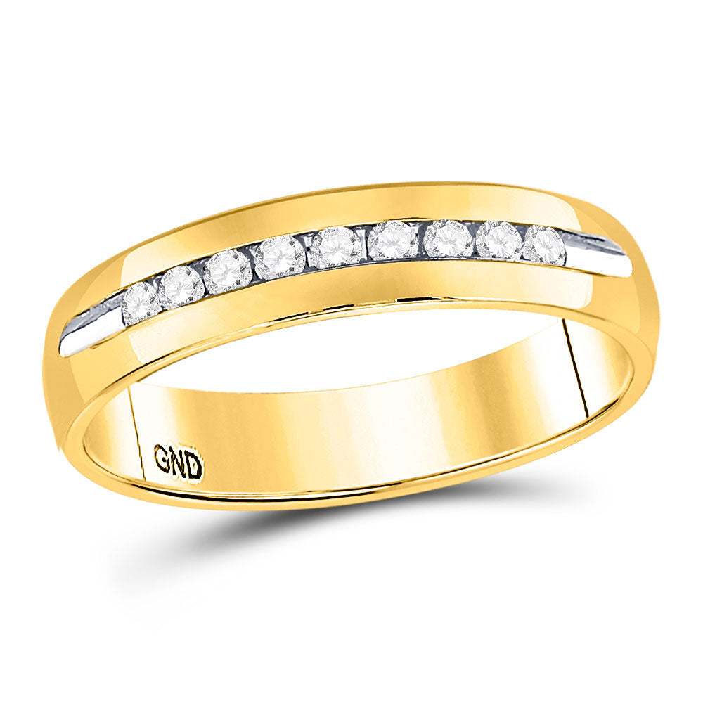 Gold Band Wedding Ring 1/4 Cttw Round Natural Diamond Mens