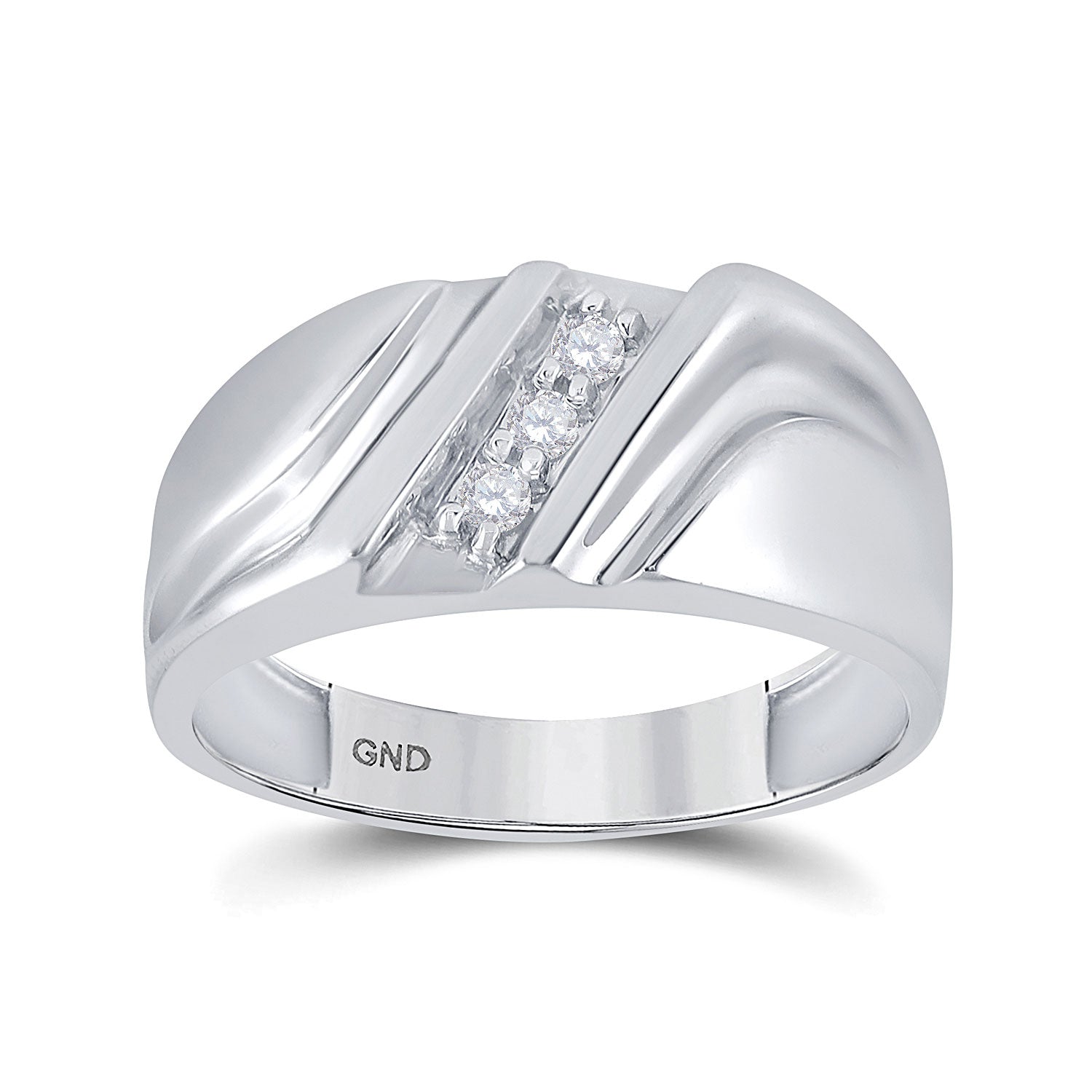 Gold Band Wedding Ring 1/10 Cttw Round Natural Diamond Mens