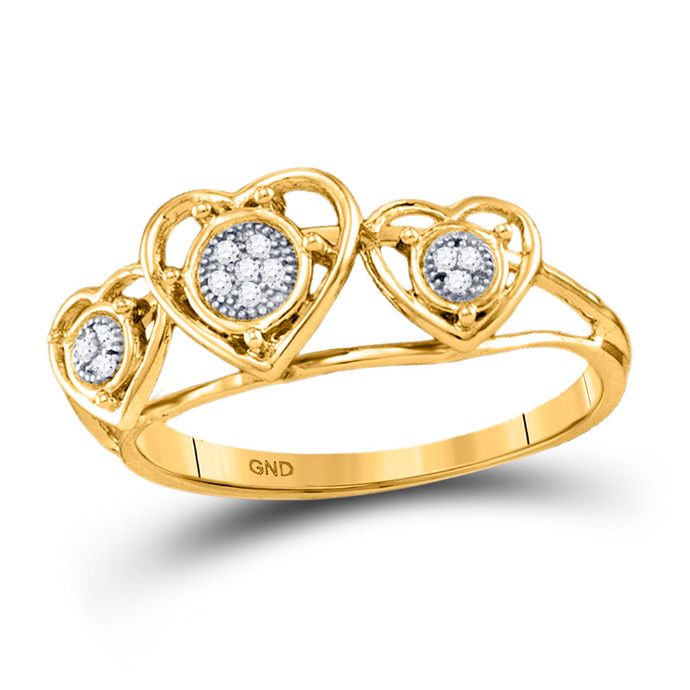 10kt Yellow Gold Womens Round Diamond Heart Ring .03 Cttw