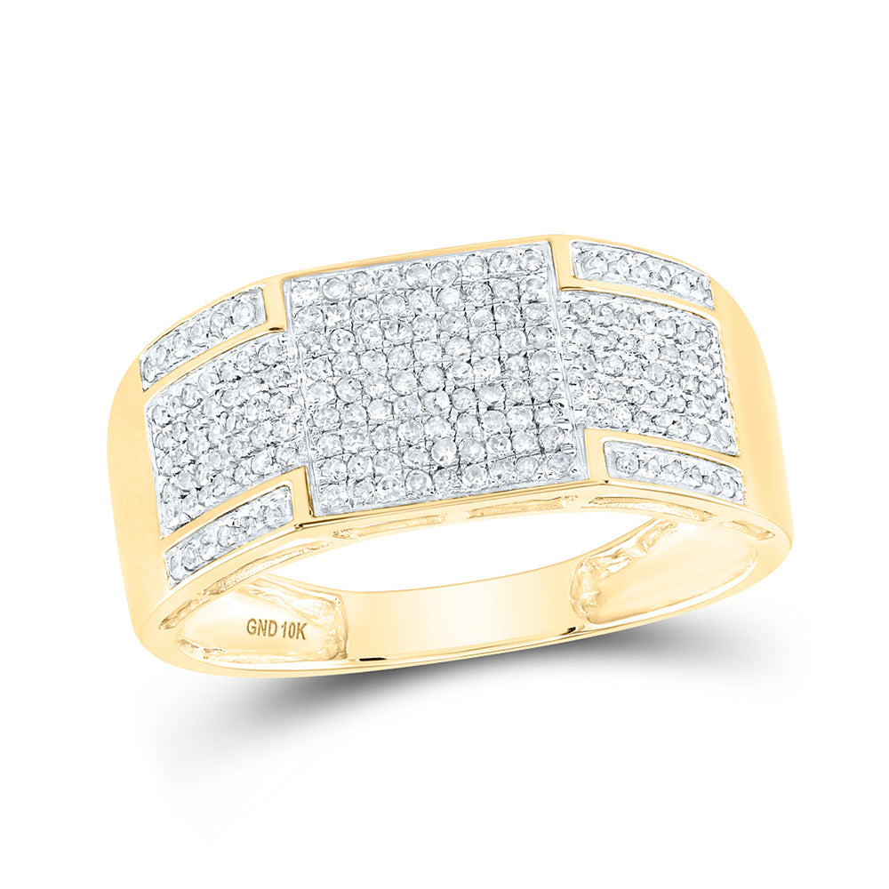 10kt Yellow Gold Mens Round Diamond Band Ring 3/8 Cttw