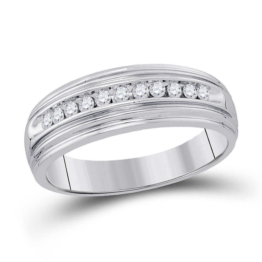 Sterling Silver Band Wedding Ring 1/4 Cttw Round Natural Diamond Mens