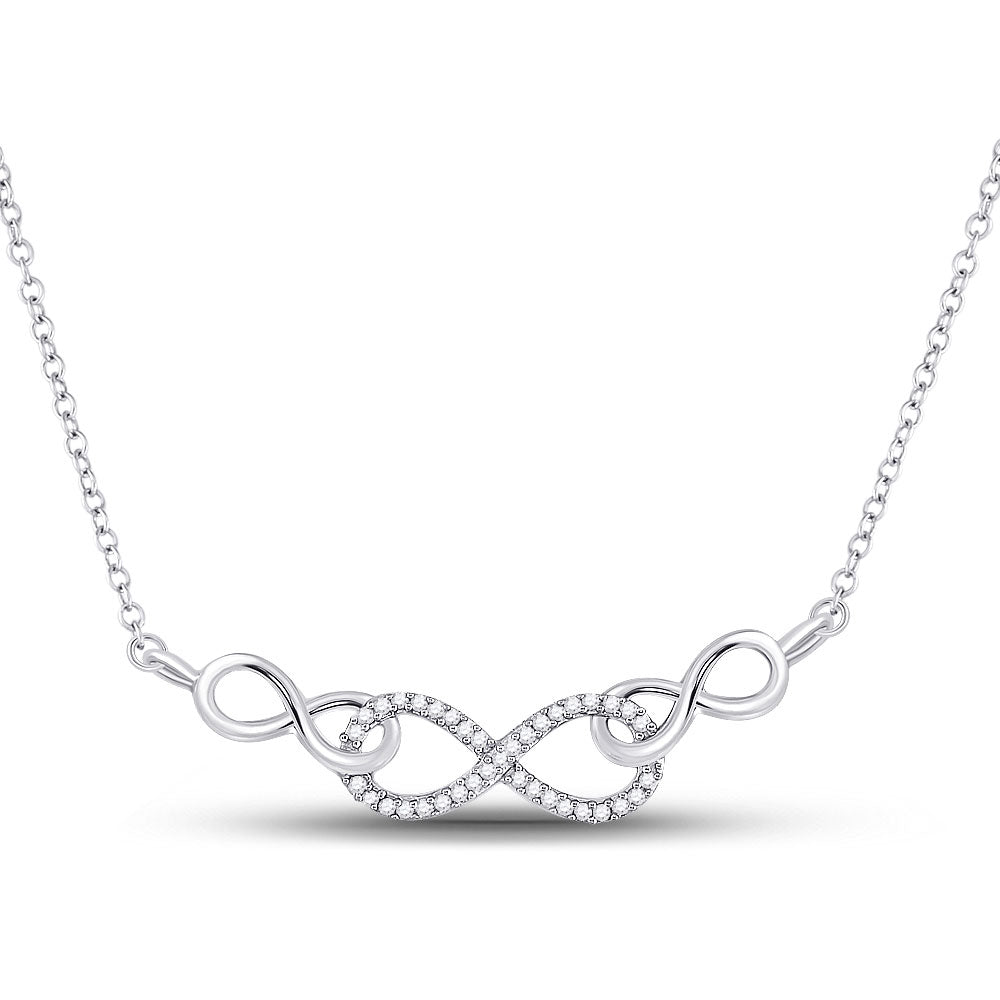 10kt White Gold Womens Round Diamond Infinity Pendant Necklace 1/5 Cttw