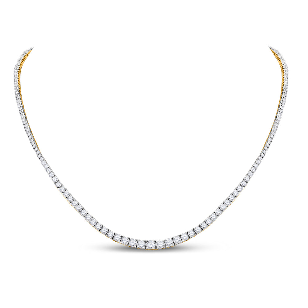 Gold Graduated Cocktail Necklace 9 Cttw Round Natural Diamond Womens
