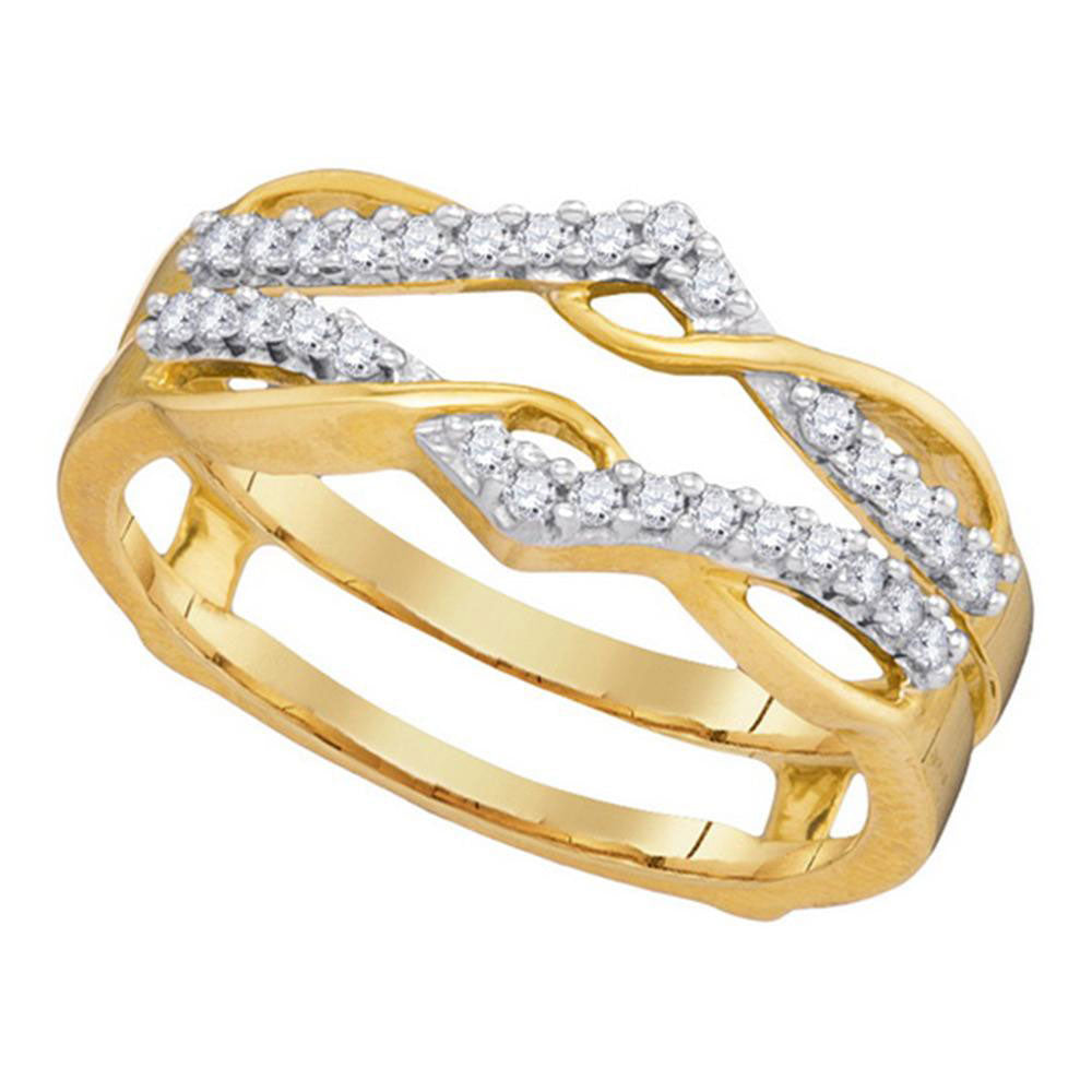 Gold Solitaire Wrap Enhancer Wedding Band 1/4 Cttw Round Natural Diamond Womens