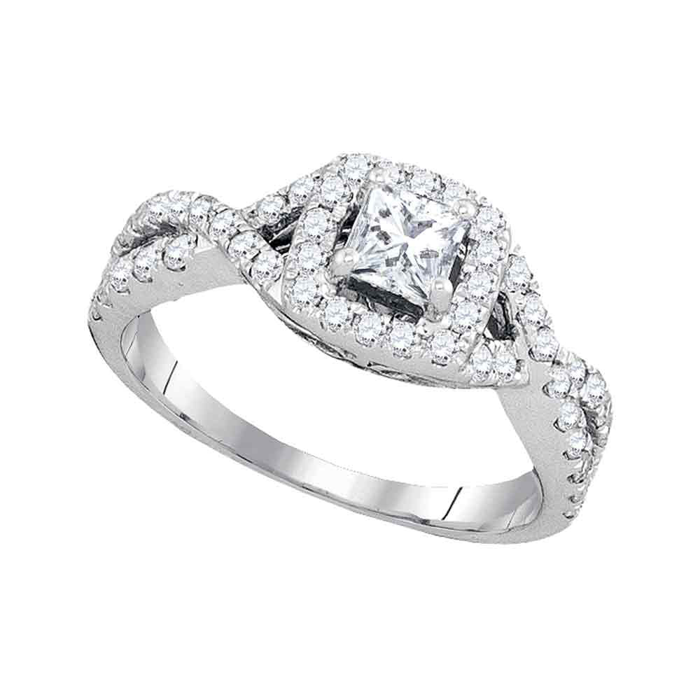 14kt White Gold Princess Diamond Solitaire Twist Bridal Wedding Engagement Ring 1 Cttw