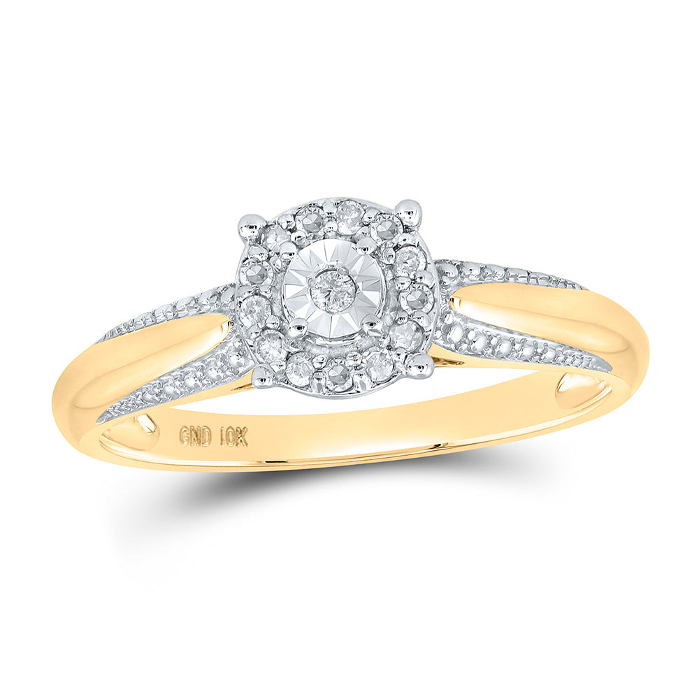 Gold Solitaire Bridal Wedding Engagement Ring 1/10 Cttw Round Natural Diamond Womens (2.2 grams)