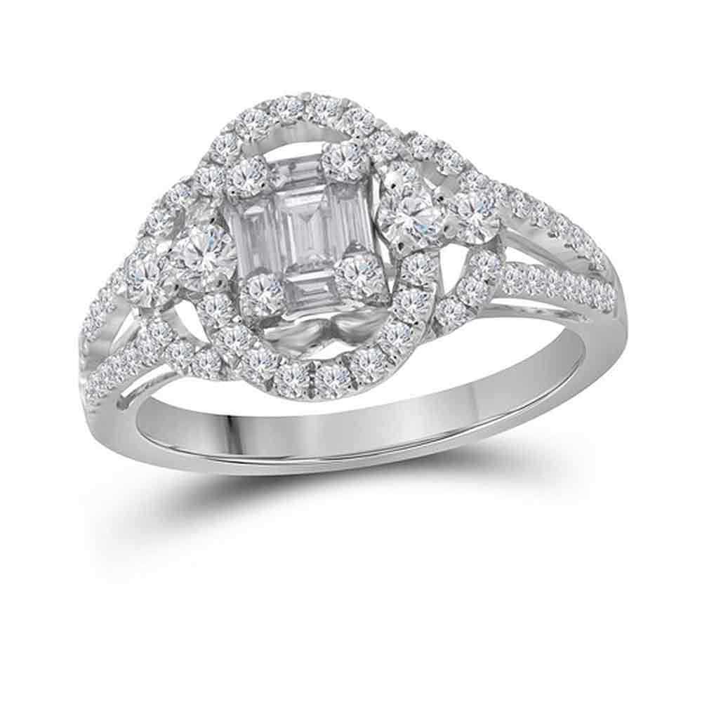 Gold Square Bridal Wedding Engagement Ring 3/4 Cttw Baguette Natural Diamond Womens