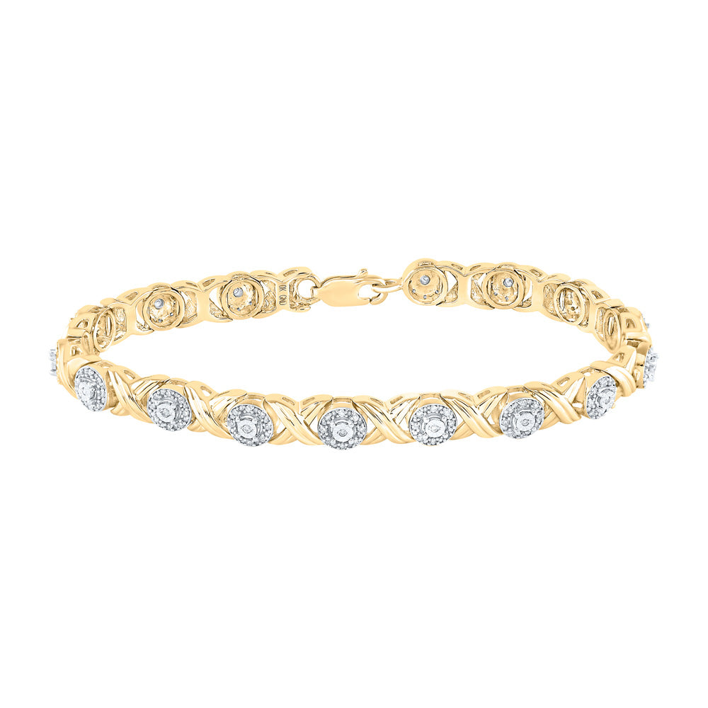 10kt Yellow Gold Womens Round Diamond Fashion Bracelet 5/8 Cttw