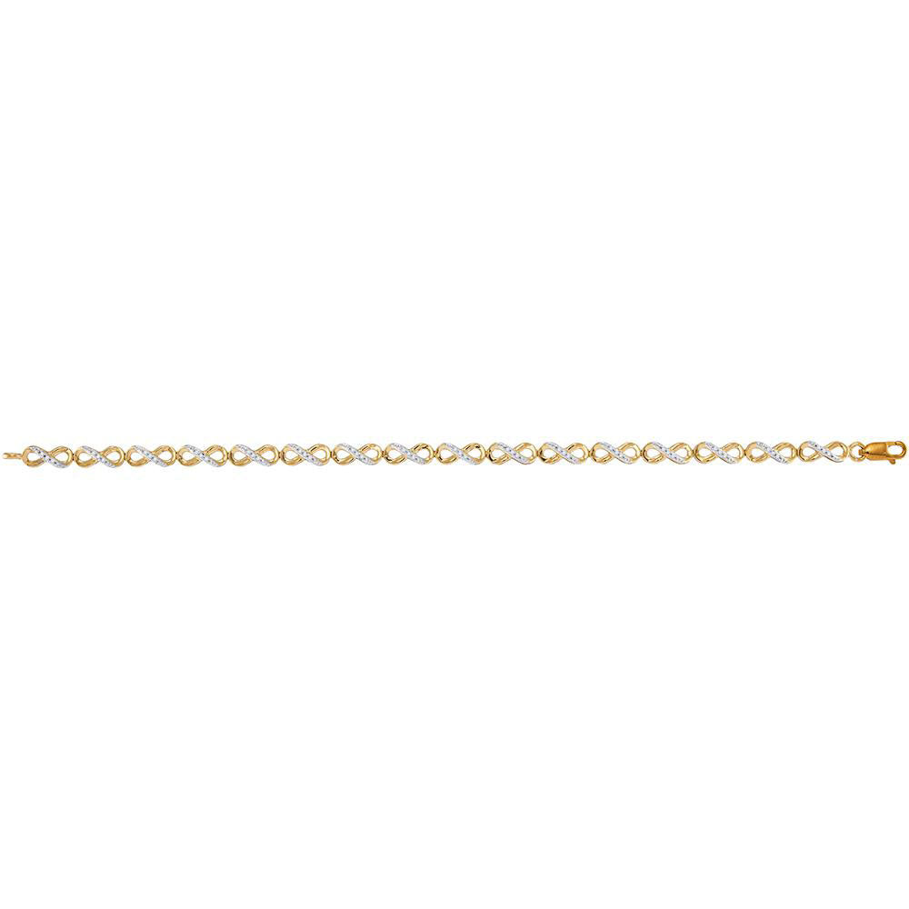 10kt Yellow Gold Womens Round Diamond Infinity Tennis Bracelet 1/4 Cttw