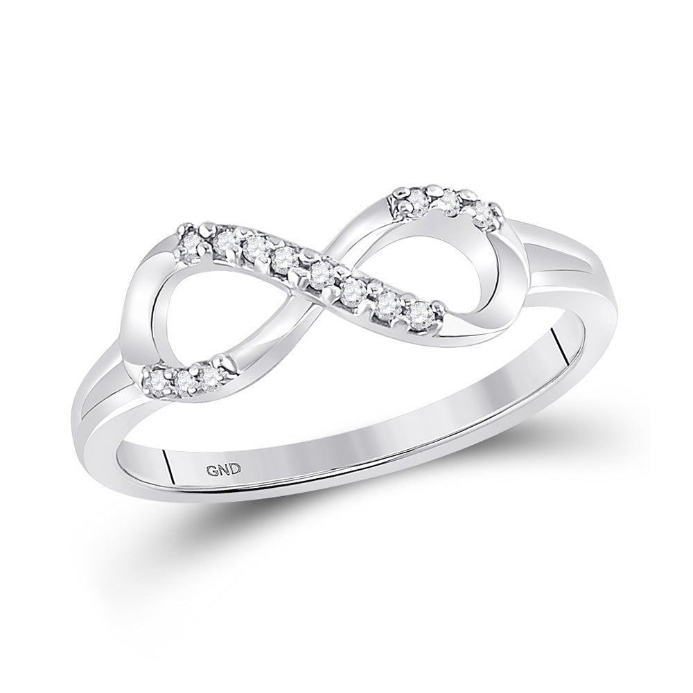 10kt White Gold Womens Round Diamond Infinity Fashion Ring 1/12 Cttw