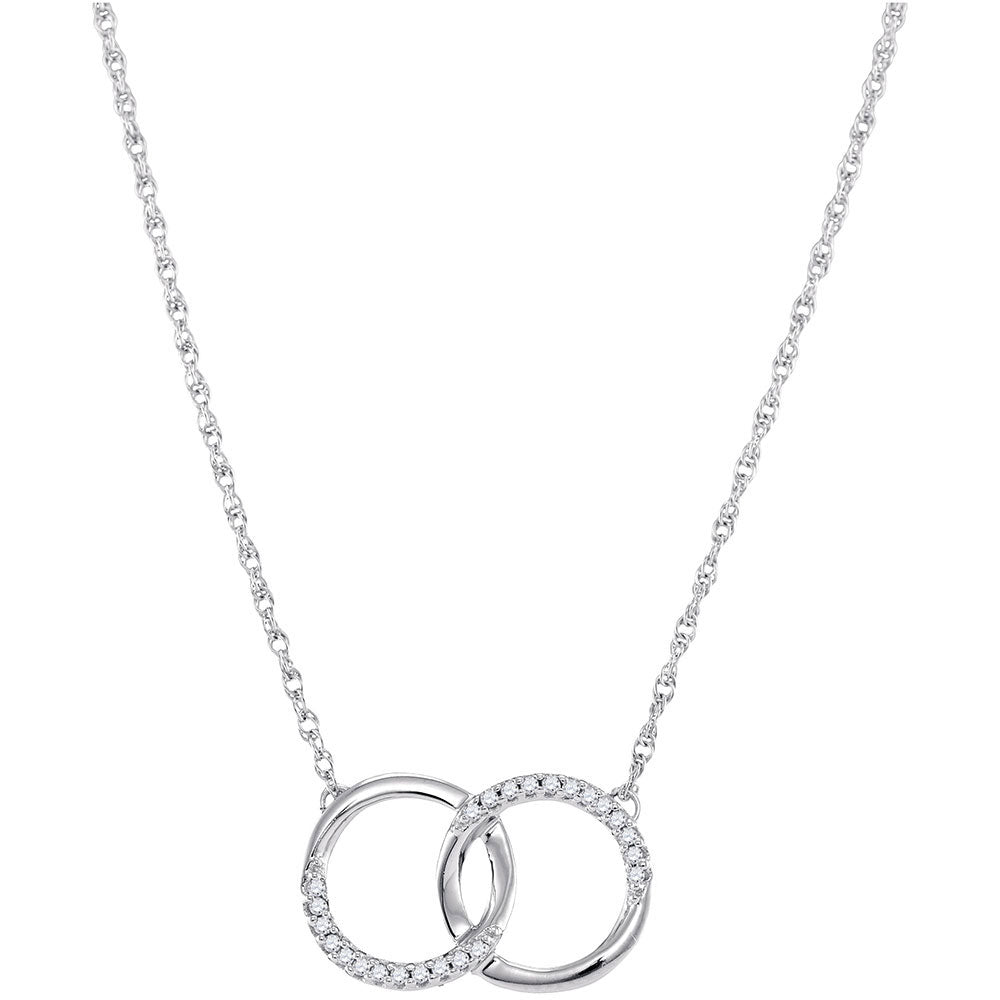 10kt White Gold Womens Round Diamond Double Fashion Necklace 1/10 Cttw