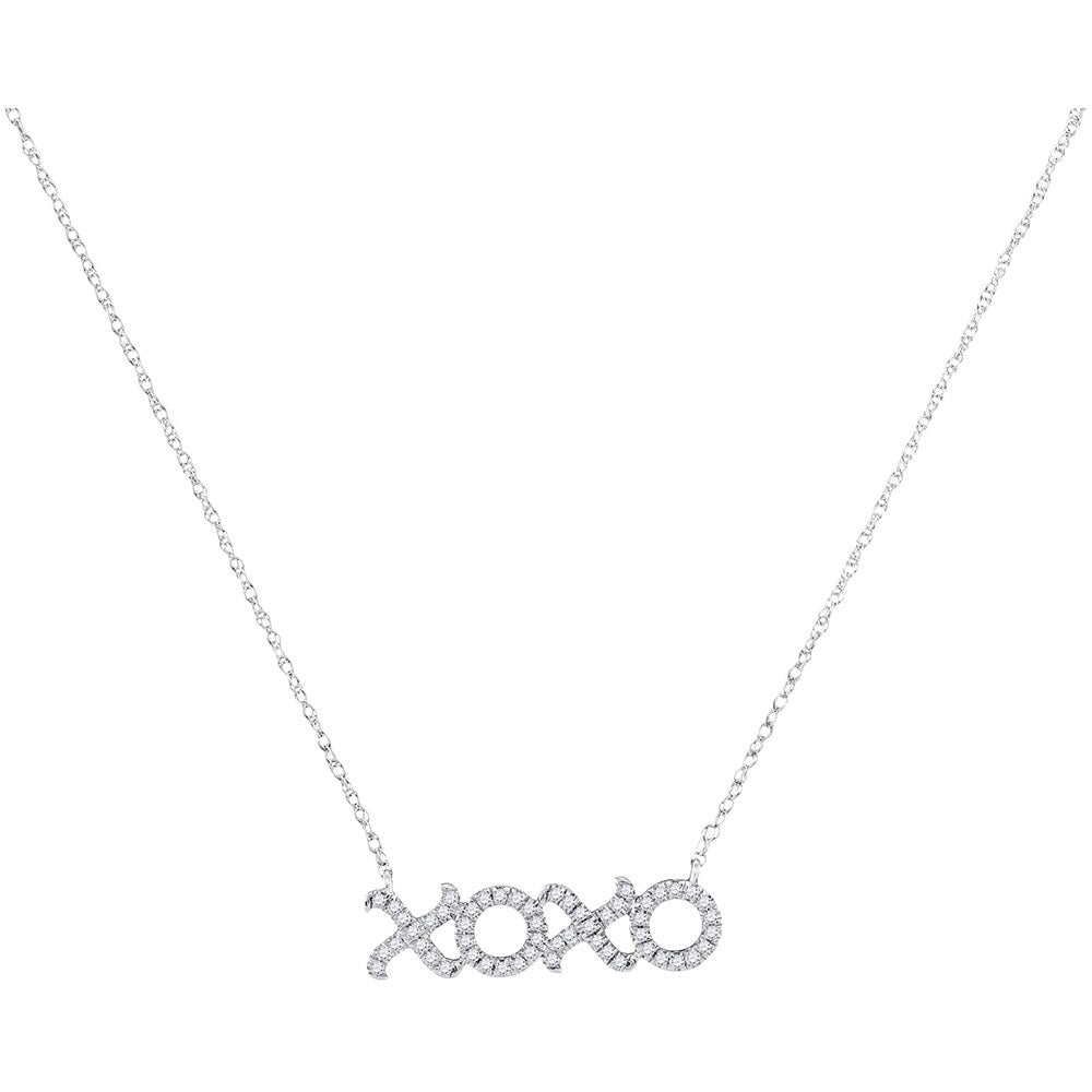 Gold XOXO Hugs Kisses Letter Pendant Fashion Necklace 1/6 Cttw Round Natural Diamond Womens